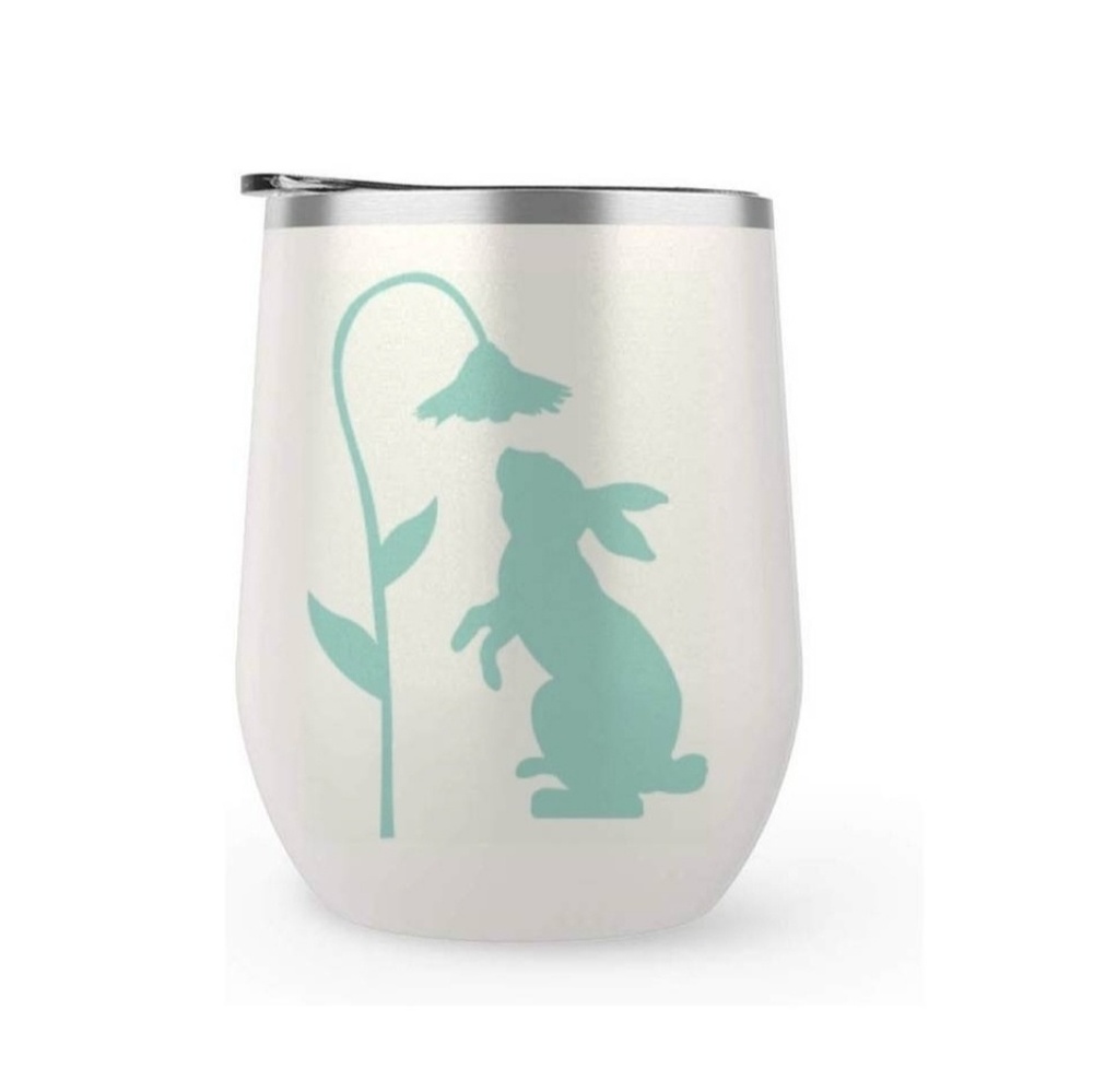 Rabbit flowers vinyl decal any color